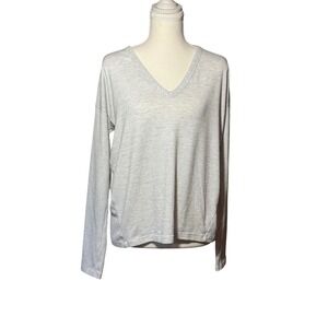Rag & Bone Womens Light Gray V-Neck Mixed Knit Long Sleeve Top Size Medium